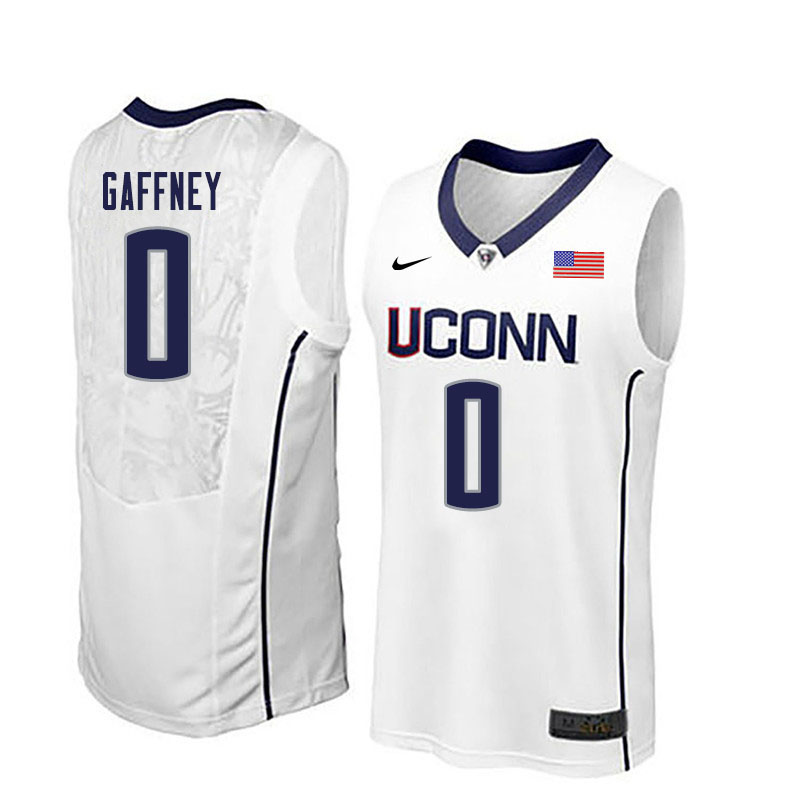 Men #0 Jalen Gaffney Uconn Huskies College Basketball Jerseys Sale-White